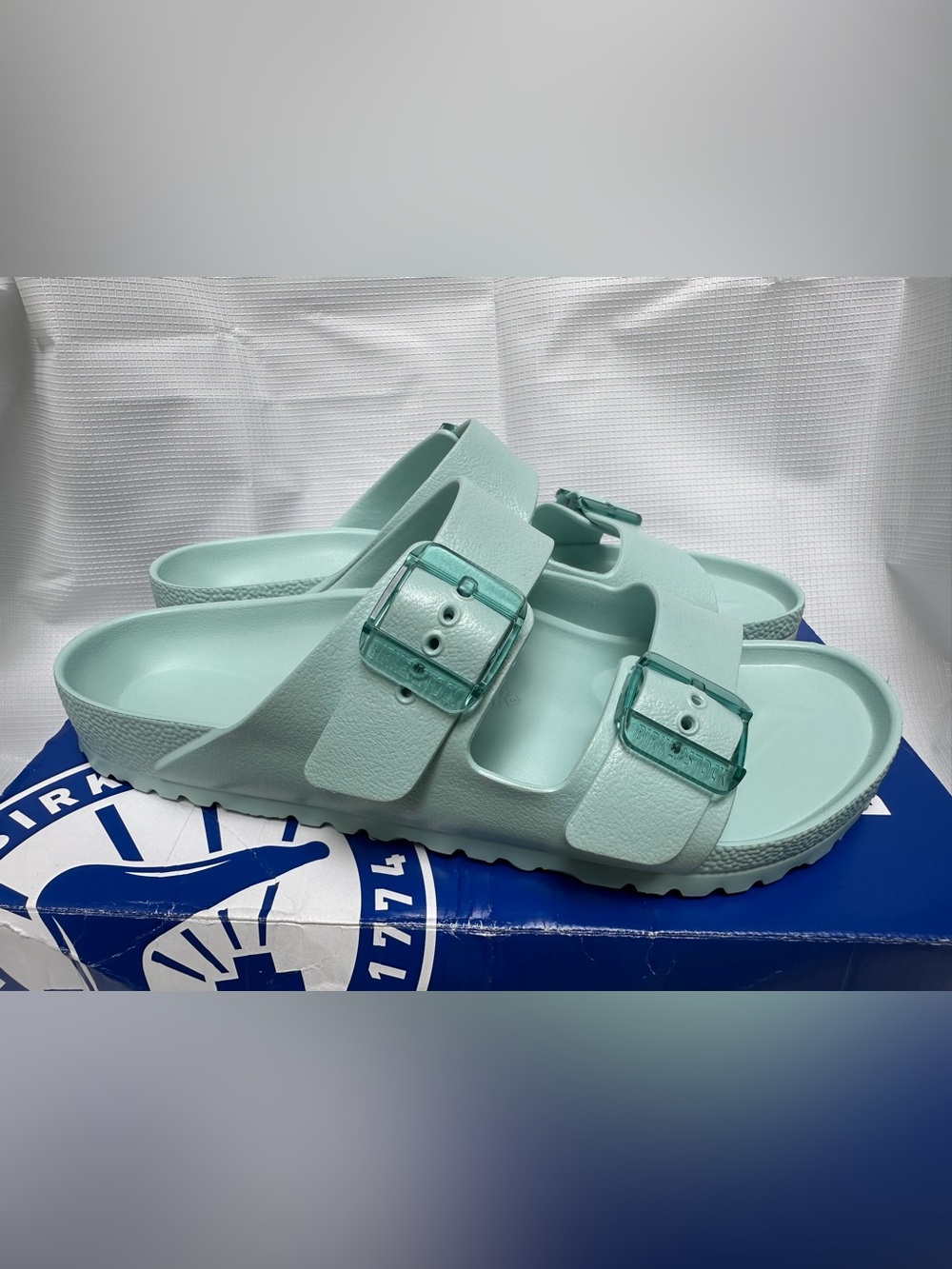 Birkenstock Arizona Stealth EVA Buckle Surf Green Slide Sandals Women’s Size 10